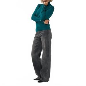 NEW ESQUALO button cuffed turtleneck sweater in teal